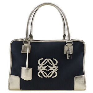 LOEWE Navy Leather Boston Bag